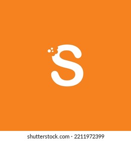 letter S logo design with unique creative bite marks in modern style in white on orange background. cute letter S illustration. suitable for business logo, company, marketing, promotion, food, etc