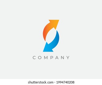 Logo de la letra S. Vector de diseño de letras S con flecha.