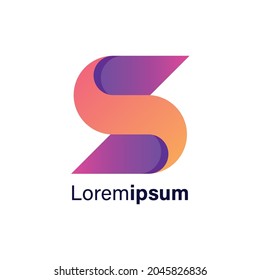 Logo de la letra S. Logo de gradiente vectorial de diseño de letras S.