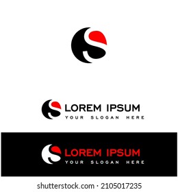 vector de diseño del logotipo de la letra S. Diseño plano simple y limpio de la plantilla del logotipo del vector de letra S. Diseño minimalista de color negro y rojo. Puede ser ligeramente editado para adaptarse a sus colores.