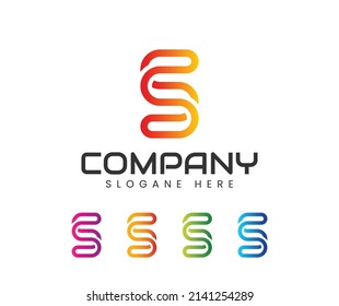 Letter s logo design vector template media corporate linear outline style