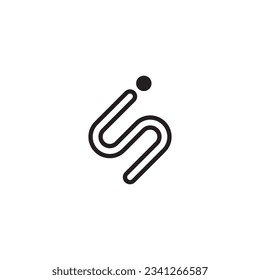 Estilo de contorno lineal del medio del diseño del logotipo de la letra S