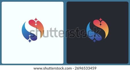 Letter S Logo Design in yin yang form with star