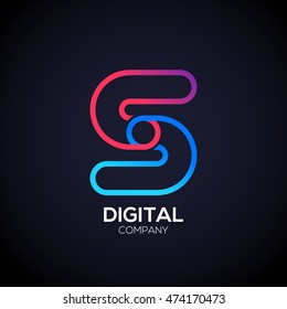 Letter S Logo Design.Linked shape circle symbol,Digital