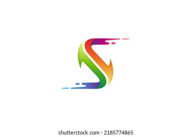 Logo von Letter S mit Pfeil nach oben und unten und Schnellbewegungseffekt
