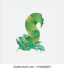 Logo-Element Letter S mit Dekoration der tropischen Blätter