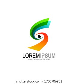 Letter S logo and eye design illustration, Abstract icons