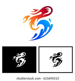 Letter S Logo With Fire And Water
