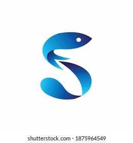 letter S logo with fish vector