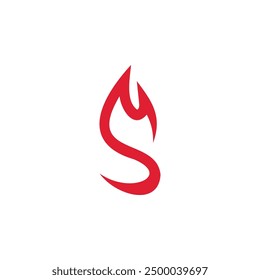 Letter S logo and flame. Red color.