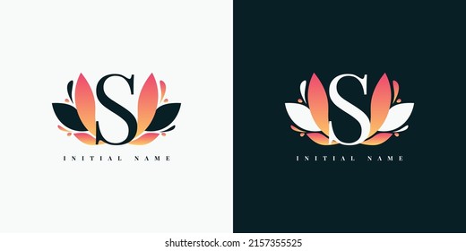 Letter S logo floral illustration template design