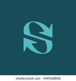 letter s logo formed from the 2 opposite arrow . editable and easy to custom.