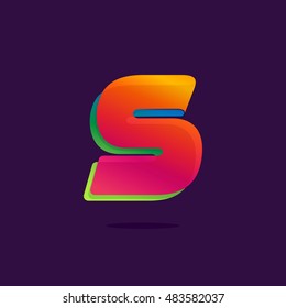 Letter S logo formed by colorful ribbon. Font style, vector element for poster, t-shirt or card.