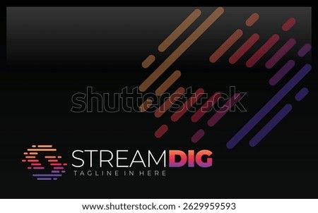 Letter S logo formed digital stream with stripe symbol