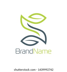 Letter S logo formed leaf symbol in green color