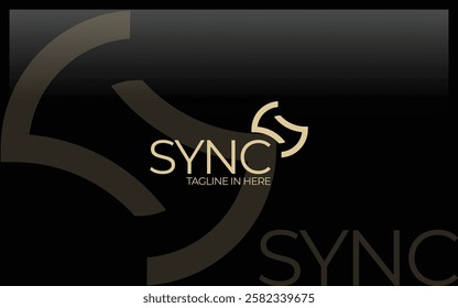Letter S logo formed sync symbol in gold color