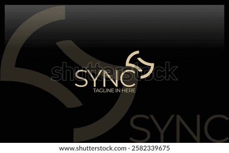Letter S logo formed sync symbol in gold color