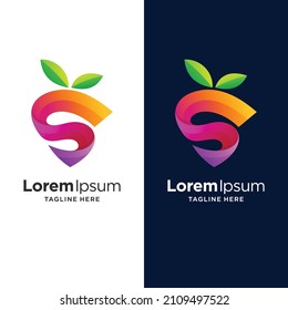 Letter S Logo with Fruit Concept and Gradient Color Style