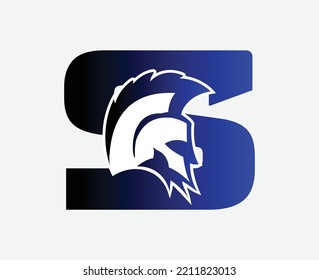 letter S logo with gladiator, warrior logo.