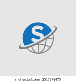 letter S logo for global earth world Pangea vector, Globe with letter S vector design, S globe logo design