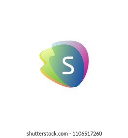 Letter S Logo at Gradient splash color background.