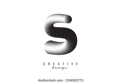 Letter S logo with grey gradient 3D effect. Creative vector illustration with twisted and playful shape.