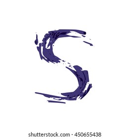 Letter S logo hand drawn with dry brush. Rough strokes style. Vector grunge style design elements for T-shirt, label, badge, card or poster.