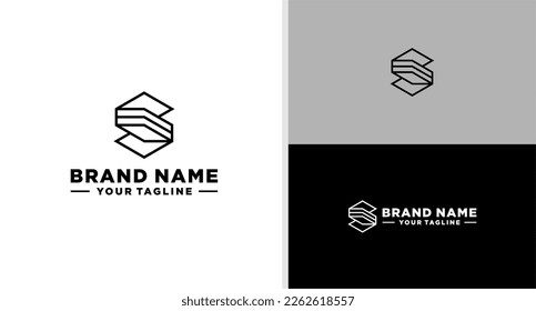 LETRA S LOGO LÍNEA HEXAGONAL SIMPLE EDITABLE FUTURISTA