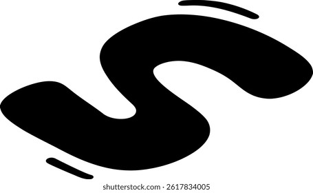Letter S Logo Icon in Black and White – Modern Fluid Style Symbol Isolated on White Background