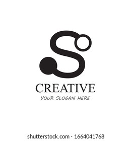 Diseño De Icono De Logotipo Carta S Con Forma De Circuito. Diseño inicial del logotipo S mínimo limpio y sencillo