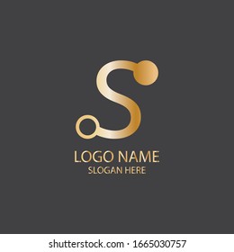 Letter S Logo Icon Design With Circuit Shape. Initial S luxury logo design with gold color for your business