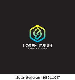 Elementos de plantilla de diseño de icono del logotipo de la letra S con hexágono