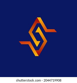 Diseño del icono del logotipo de la letra S con color de gradiente naranja y rojo.