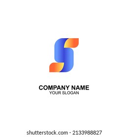 Letter S logo icon design element Orange and blue gradient color template