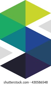 Letter S logo icon element minimalistic elegant mosaic triangle colorful