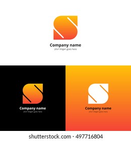 Letter S logo icon flat and vector design template. Trend orange gradient color on white and black background. Symbol S in vector elements