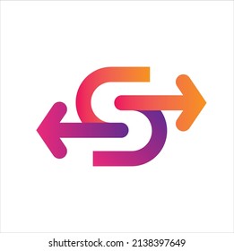 Logo-Symbol für Buchstaben S Anfangsform, Pfeil, Kommunikation, Verbindung, Richtung