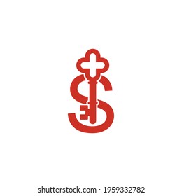 Letter S logo icon with key icon design symbol template vector