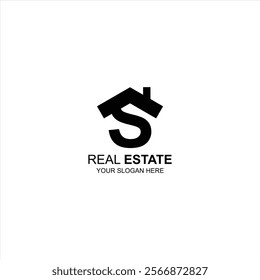 letter s logo icon for real real estate or building with creative illustration