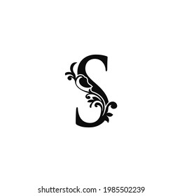 Letter S Logo Icon Template. Black and white vector design swirl ornate  elegant decorative style.