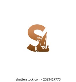 Letter S with logo icon viking sailboat design template illustration