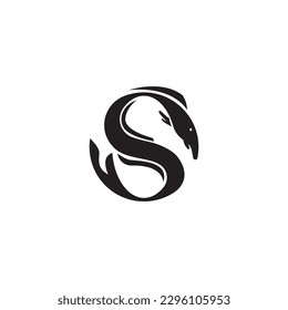 letter S logo illustration black design eel vector