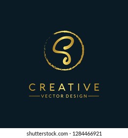 Letter S Logo Initial. Gold Letter Design Vector Golden Luxury Colors