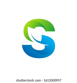 Letter S Logo With Leaf logo Gradient