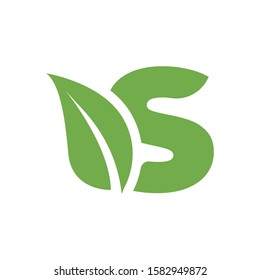 letter s logo with leaf. nature logo