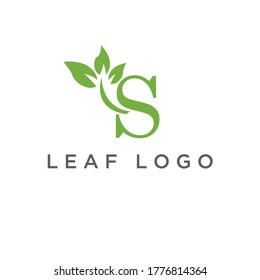 Letter S logo and leaves for medical health