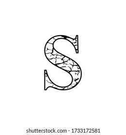 the letter S logo, with lightning motif, cracking effect, unique lettering
