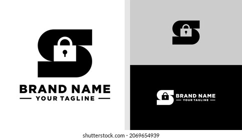 LETRA S LOGOTIPO BLOQUEO ESPACIO NEGATIVO EDITABLE