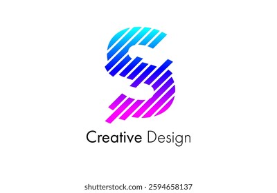 Letter S Logo made of Lines in purple and blue colors. S lines letter logo icon vector Illustration