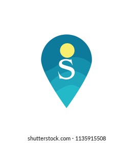 Letter S Logo Map Point,Check in,Pin maps symbol,Gps icon